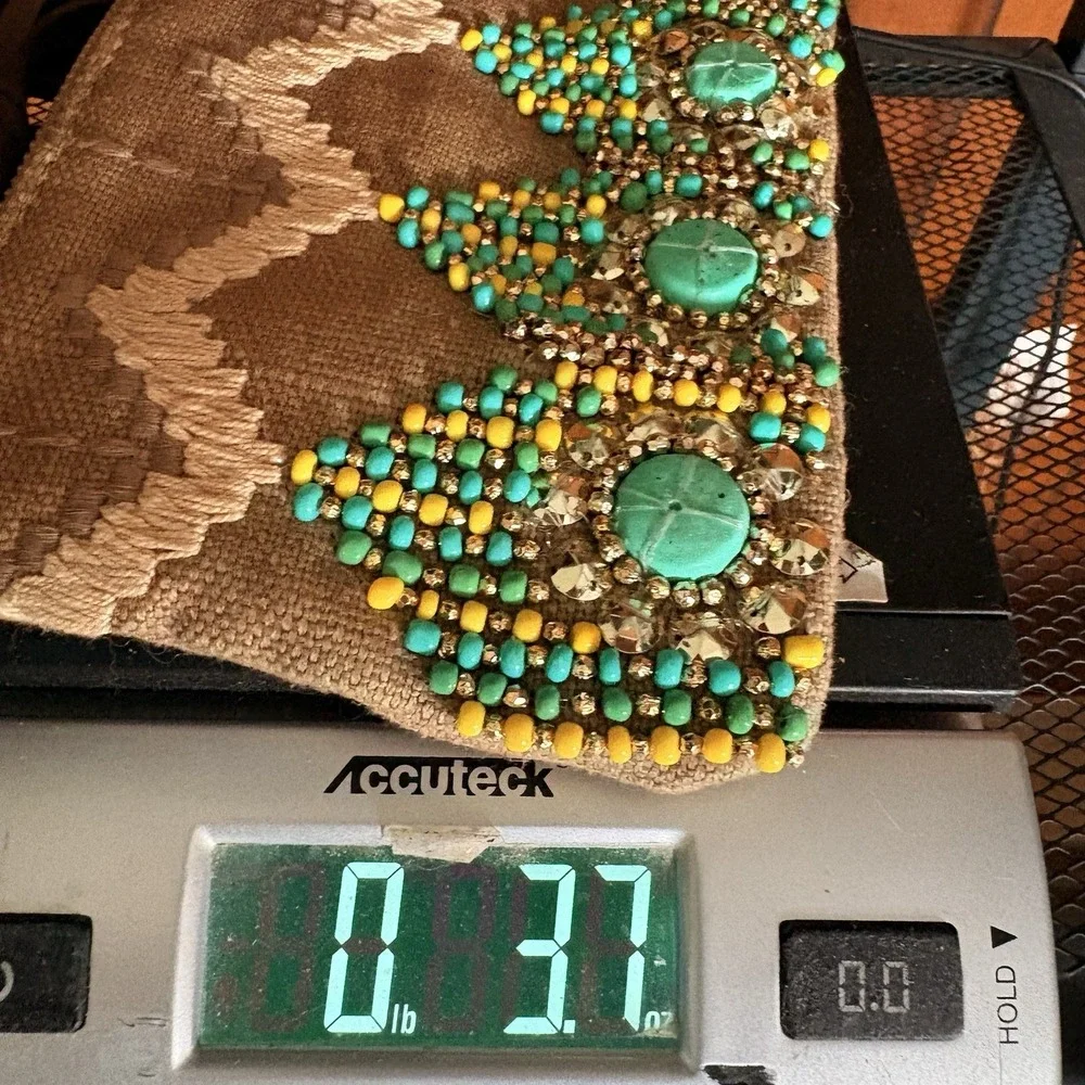 Gap Beaded Clutch Wallet Natural Brown Boho Southwestern Festival Tassel Y2K